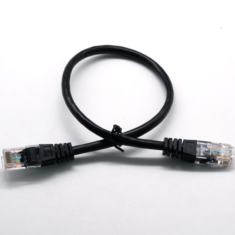 RJ45 8PIN Transparent Head 24/26AWG Black Ethernet Network Cable LAN Cable လျှပ်စစ်ဝါယာကြိုးများ